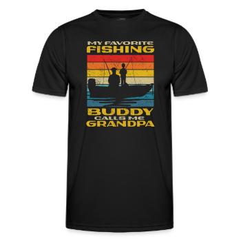 Angler My Favorite Fishing Buddy Calls Me Grandpa - Men's Functional T-Shirt - black - Front - AI Model Male 178 dark (178cm)