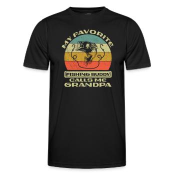 Angeln My Favorite Fishing Buddy Calls Me Grandpa - Men's Functional T-Shirt - black - Front - AI Model Male 178 dark (178cm)