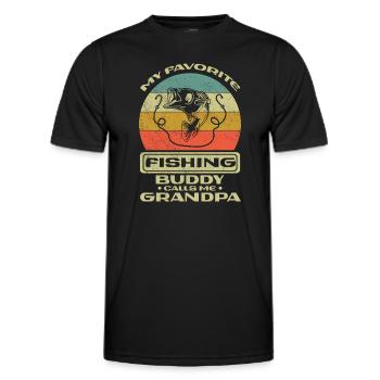 Angler My Favorite Fishing Buddy Calls Me Grandpa - Men's Functional T-Shirt - black - Front - AI Model Male 178 dark (178cm)