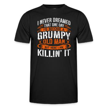 Opa Großvater Spruch Humor Become A Grumpy Old Man - Männer Funktions-T-Shirt - Schwarz - Vorne - AI Model Male 178 dark (178cm)