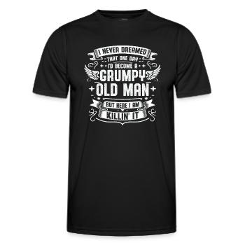Grandpa Grandfather Pensioner Become A Grumpy Old Man - Men's Functional T-Shirt - black - Front - AI Model Male 178 dark (178cm)