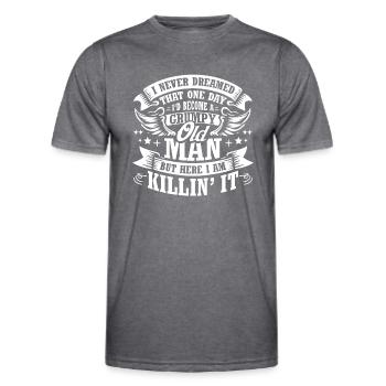 Grandpa Grandfather Pensioner Become A Grumpy Old Man - Men's Functional T-Shirt - dark melange  - Front - AI Model Male 178 dark (178cm)