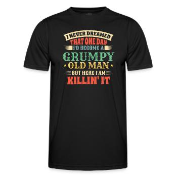 Grandpa Grandfather Pensioner Become A Grumpy Old Man - Men's Functional T-Shirt - black - Front - AI Model Male 178 dark (178cm)