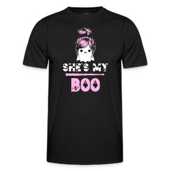 Halloween Spruch Männer Lustig She's My Boo - Männer Funktions-T-Shirt - Schwarz - Vorne - AI Model Male 178 dark (178cm)