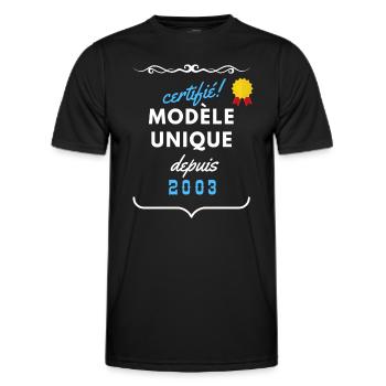 certifié modèle unique depuis 2003 - T-shirt sport Homme - noir - Devant - AI Model Male 178 dark (178cm)