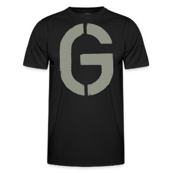G - Schablonen- Buchstabe/ Stencil - KHAKI - Männer Funktions-T-Shirt - Schwarz - Vorne - AI Model Male 178 dark (178cm)