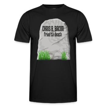 Halloween Humor Chris B. Bacon Fried To Death - Men's Functional T-Shirt - black - Front - AI Model Male 178 dark (178cm)