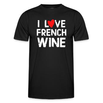 I love The French Wine Funny Gift - Men's Functional T-Shirt - black - Front - AI Model Male 178 dark (178cm)