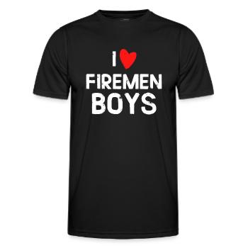 I love Men Firefighter - Men's Functional T-Shirt - black - Front - AI Model Male 178 dark (178cm)