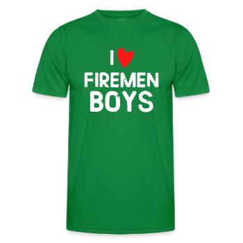 I love Men Firefighter - Men's Functional T-Shirt - kelly green - Front - AI Model Male 178 dark (178cm)