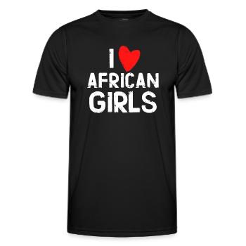 t-shirt humor I love African girls - Men's Functional T-Shirt - black - Front - AI Model Male 178 dark (178cm)