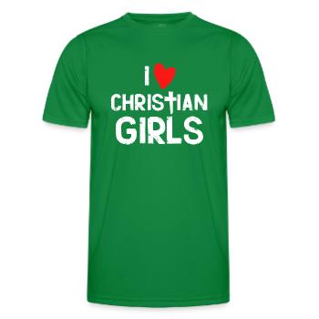 I love Christian girls - Men's Functional T-Shirt - kelly green - Front - AI Model Male 178 dark (178cm)