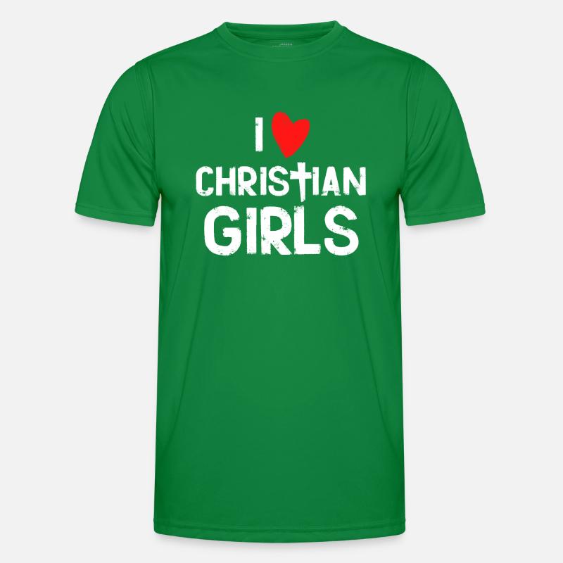 Ich liebe christliche Mädchen Männer Funktions-T-Shirt