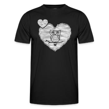 Hibou « vieux hibou avec cœur » hiboux collection hiboux - T-shirt sport Homme - noir - Devant - AI Model Male 178 dark (178cm)