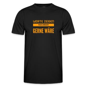 Worte werden überschätzt - Männer Funktions-T-Shirt - Schwarz - Vorne - AI Model Male 178 dark (178cm)