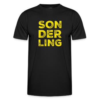 vor dir steht ein Sonderling - Männer Funktions-T-Shirt - Schwarz - Vorne - AI Model Male 178 dark (178cm)
