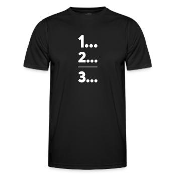 erstens, zweitens, drittens - Männer Funktions-T-Shirt - Schwarz - Vorne - AI Model Male 178 dark (178cm)
