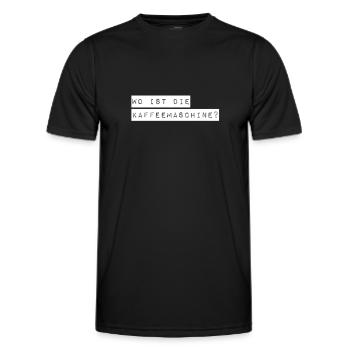 where's the coffee? - Men's Functional T-Shirt - black - Front - AI Model Male 178 dark (178cm)