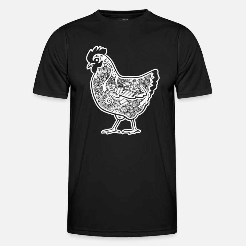Huhn Huhn Blumenmuster Männer Funktions-T-Shirt