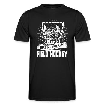 Girl Just Wanna Play Field Hockey - Men's Functional T-Shirt - black - Front - AI Model Male 178 dark (178cm)
