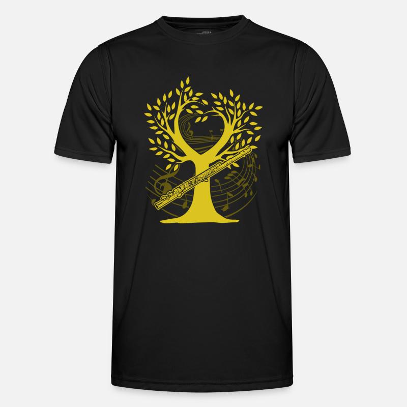 Flute Musical Tree - Men's Functional T-Shirt - black