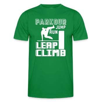 Parkour Jump Run Leap Climb - Men's Functional T-Shirt - kelly green - Front - AI Model Male 178 dark (178cm)