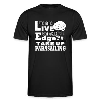 Wanna Live On The Edge Take Up Parasailing - Men's Functional T-Shirt - black - Front - AI Model Male 178 dark (178cm)