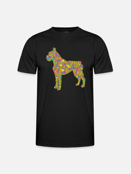 Boxer Dog Flower - Men's Functional T-Shirt - black