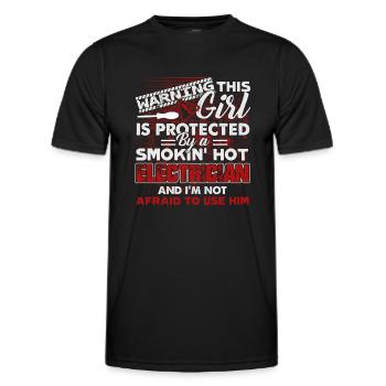 Protected By An Electrician - Men's Functional T-Shirt - black - Front - AI Model Male 178 dark (178cm)