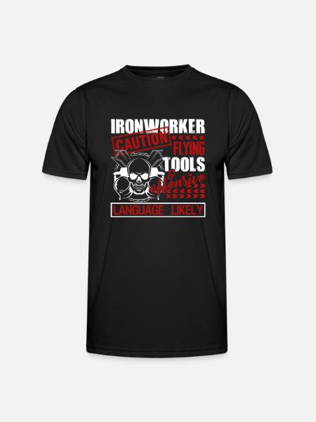 Ironworker Caution Flying Tools - Men's Functional T-Shirt - black