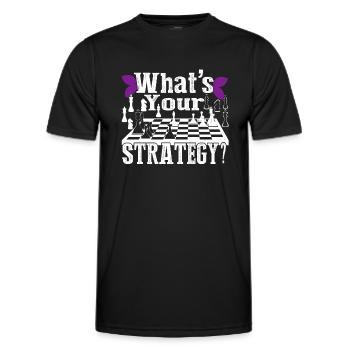 Funny Chess What's Your Strategy - Men's Functional T-Shirt - black - Front - AI Model Male 178 dark (178cm)