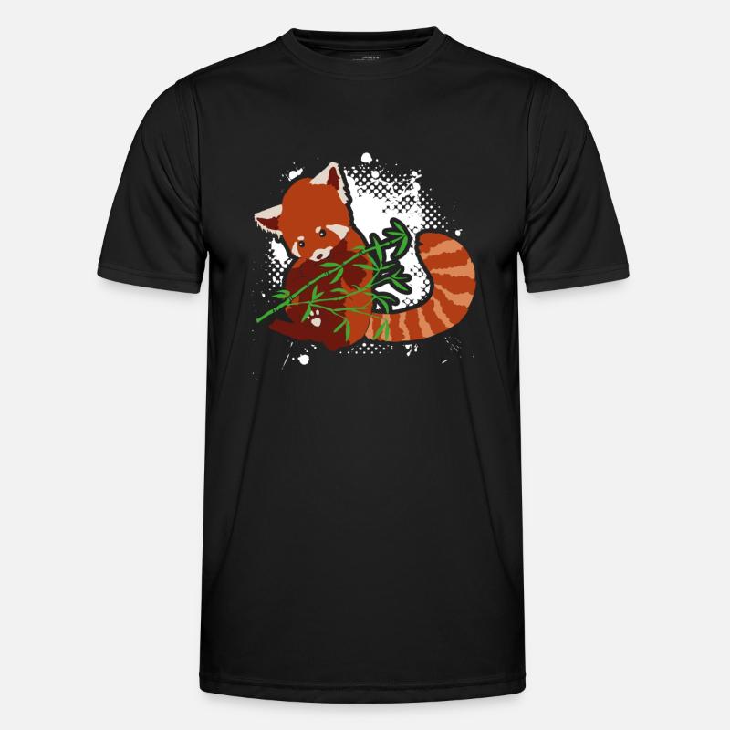 Red Panda Loves Bamboo - Men's Functional T-Shirt - black