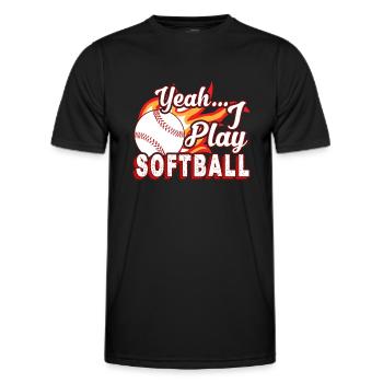 Yeah I Play Softball - Men's Functional T-Shirt - black - Front - AI Model Male 178 dark (178cm)
