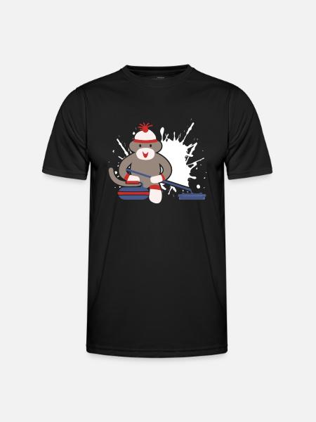 Sock Monkey Curling - Men's Functional T-Shirt - black