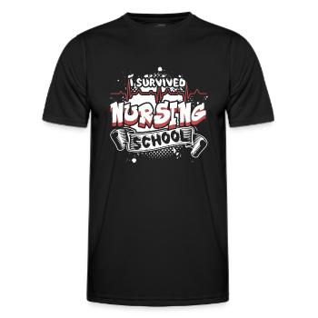 I Survived Nursing School - Men's Functional T-Shirt - black - Front - AI Model Male 178 dark (178cm)