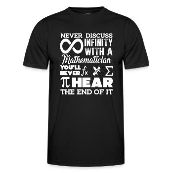 Mathematician Never Discuss Infinity with a Math - Men's Functional T-Shirt - black - Front - AI Model Male 178 dark (178cm)