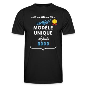 certifié modèle unique depuis 2000 - T-shirt sport Homme - noir - Devant - AI Model Male 178 dark (178cm)