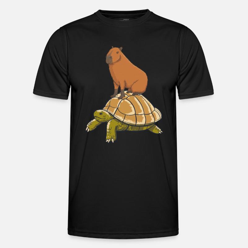 Capybara rides a turtle - Men's Functional T-Shirt - black