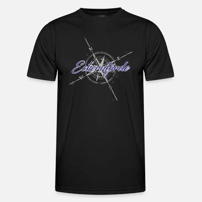 Eckernförde Kompass blau - Männer Funktions-T-Shirt - Schwarz