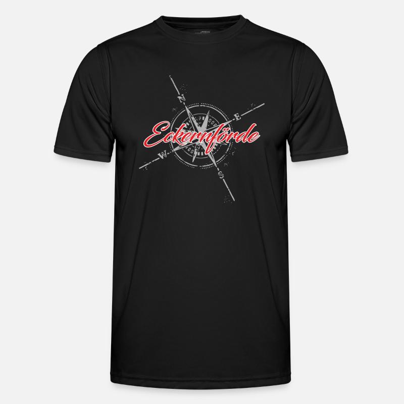 Eckernförde Kompass rot - Männer Funktions-T-Shirt - Schwarz