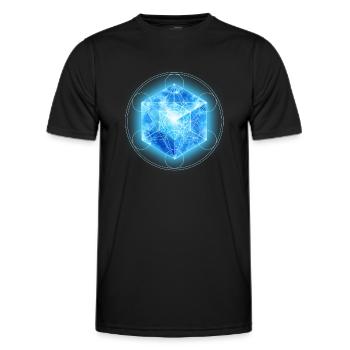Metatrons Würfel mit Tesseract, 4D Hypercube, - Männer Funktions-T-Shirt - Schwarz - Vorne - AI Model Male 178 dark (178cm)