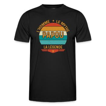 Papou L'homme Le Mythe La Légende Cadeau Pour papy - T-shirt sport Homme - noir - Devant - AI Model Male 178 dark (178cm)
