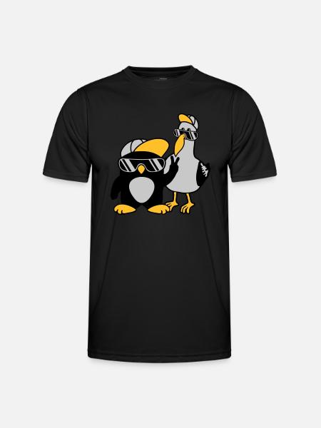 Möwe Pinguin 2 Freunde - Männer Funktions-T-Shirt - Schwarz