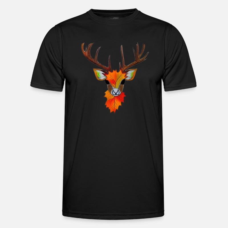 Hirschkopf im Herbst Hirsch Geweih Bock Reh Kitz 5 Männer Funktions-T-Shirt