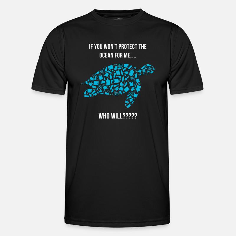 Unique blue plastic silhouette turtle graphic - Men's Functional T-Shirt - black