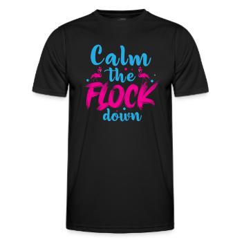 Flamingo Calm The Flock Down Lustiger rosa Vogel - Männer Funktions-T-Shirt - Schwarz - Vorne - AI Model Male 178 dark (178cm)