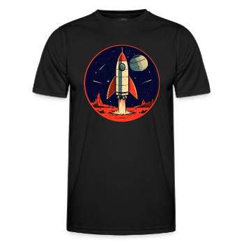 Rocket Launch from Planet Earth - Journey to the Moon - Men's Functional T-Shirt - black - Front - AI Model Male 178 dark (178cm)