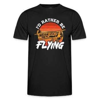 I'd rather be flying Pilot aviation - Männer Funktions-T-Shirt - Schwarz - Vorne - AI Model Male 178 dark (178cm)