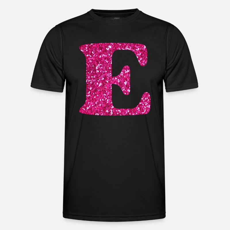 Letter e pink glitter - Men's Functional T-Shirt - black