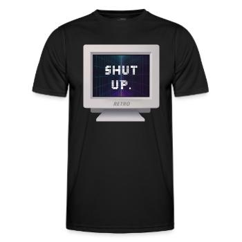 CRT-Design - Shut Up - Männer Funktions-T-Shirt - Schwarz - Vorne - AI Model Male 178 dark (178cm)